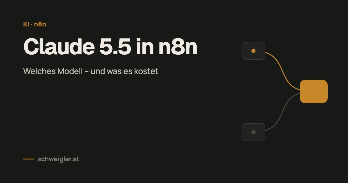 Drei gestaffelte Modellkarten für Opus, Sonnet und Haiku neben einem n8n-Workflow und einem Euro-Zeichen – Claude-5.5-Modelle in n8n und ihre Kosten